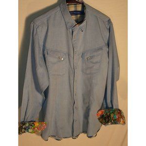 VINTAGE 70's-80's Men's Button Down l Snap Cowboy M Western Special floral accen